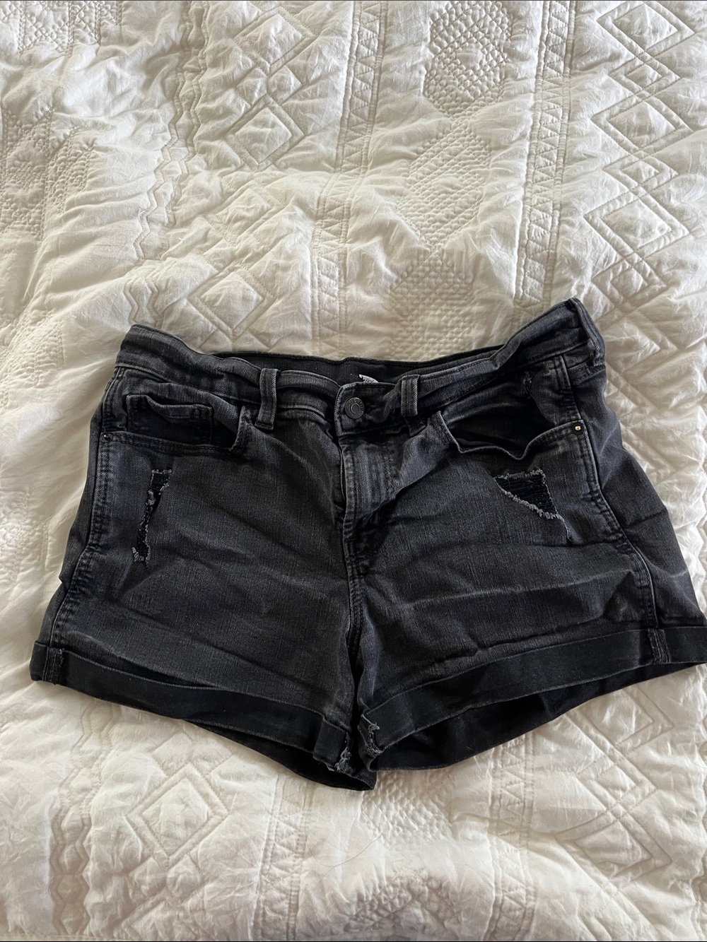 Old Navy Black Distressed Denim Shorts